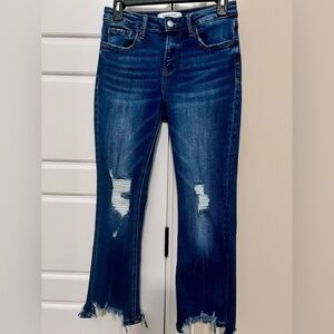 Lovervet by Vervet Mid Rise Dark Wash Cropped Kick Flare Jeans